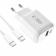 TechProtection USB-C 2 poort oplader 20 watt met USB-C kabel