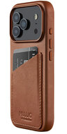 Mujjo Full Leather Wallet iPhone 17 Pro hoesje tan