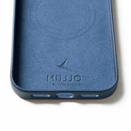 Mujjo Full Leather iPhone 17 Pro Max hoesje blauw
