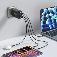 TechProtection GaN 4 poort 240 watt USB-C oplader zwart
