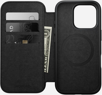 Nomad Modern leren MagSafe Folio iPhone 16 Pro hoesje zwart