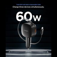 Spigen EV603BT auto oplader 60 watt met uittrekbare USB-C kabel