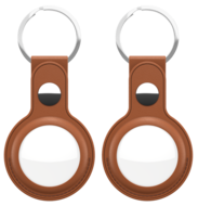 KeyBudz AirTag Leather Keyring hanger tan 2 pack