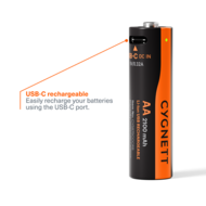 Cygnett AA USB-C oplaadbare batterijen 4 pack