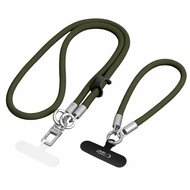 TechProtection Rope Trageschnur und Handgelenkband f&uuml;r jedes Smartphone olivgr&uuml;n / titanfarben