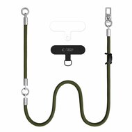 TechProtection Rope Trageschnur und Handgelenkband f&uuml;r jedes Smartphone olivgr&uuml;n / titanfarben
