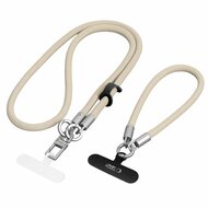 TechProtection Rope draagkoord en polsbandje voor elke telefoon beige / titanium