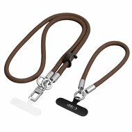TechProtection Rope Trageschnur und Handgelenkband f&uuml;r jedes Smartphone braun / titanfarben