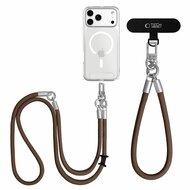 TechProtection Rope Trageschnur und Handgelenkband f&uuml;r jedes Smartphone braun / titanfarben