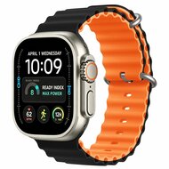 TechProtection Oceaan siliconen Apple Watch Ultra 49 / 46 / 45 / 44 mm bandje zwart / oranje