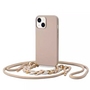 Tech Protection Luxe iPhone 14 Plus hoesje  met draagkoord beige