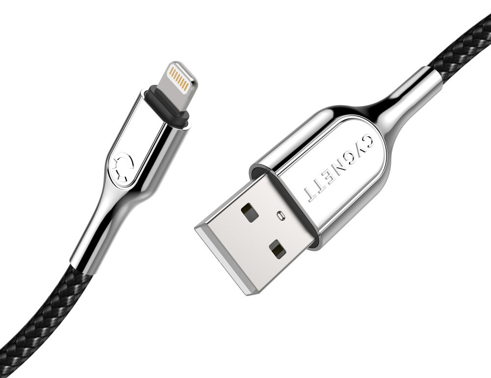 Cygnett Armoured Braided Lightning USB kabel 10 cm Zwart