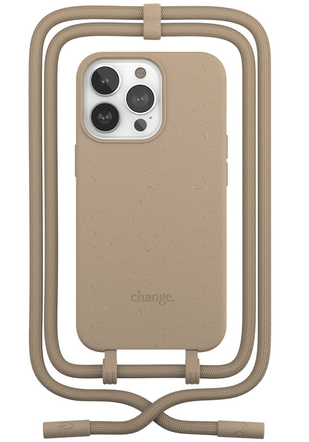 Woodcessories Change iPhone 14 Pro Max hoes met koord taupe