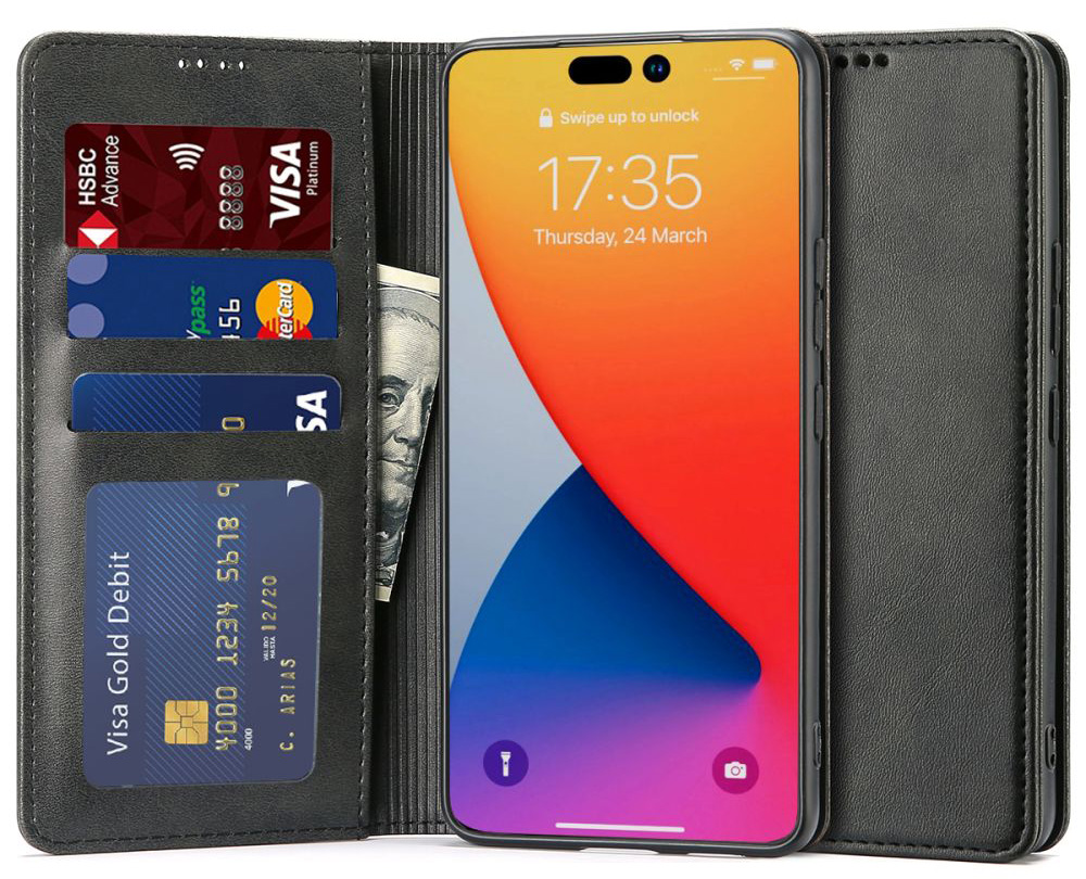 Tech Protection iPhone 14 Pro Max wallet hoesje zwart