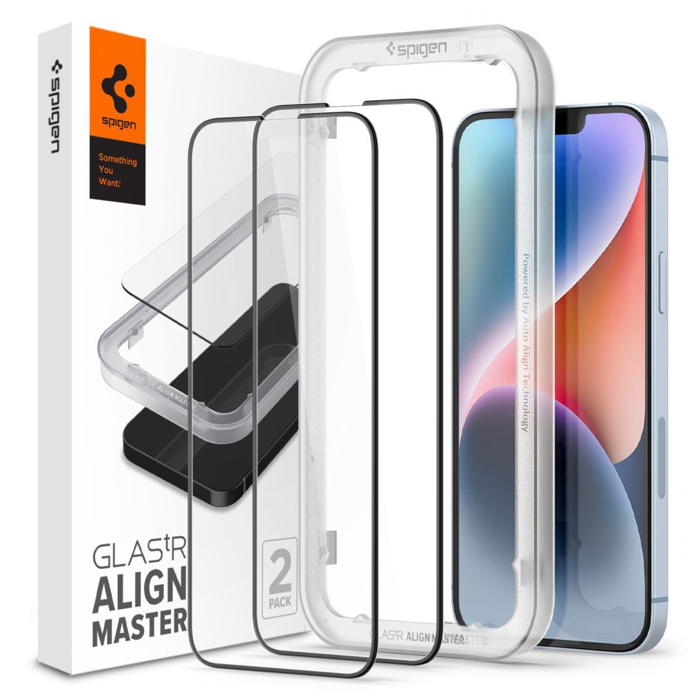 Spigen Edge to Edge Align iPhone SE 2025 / 14 / 13 / iPhone 13 Pro glazen screenprotector 2 pack