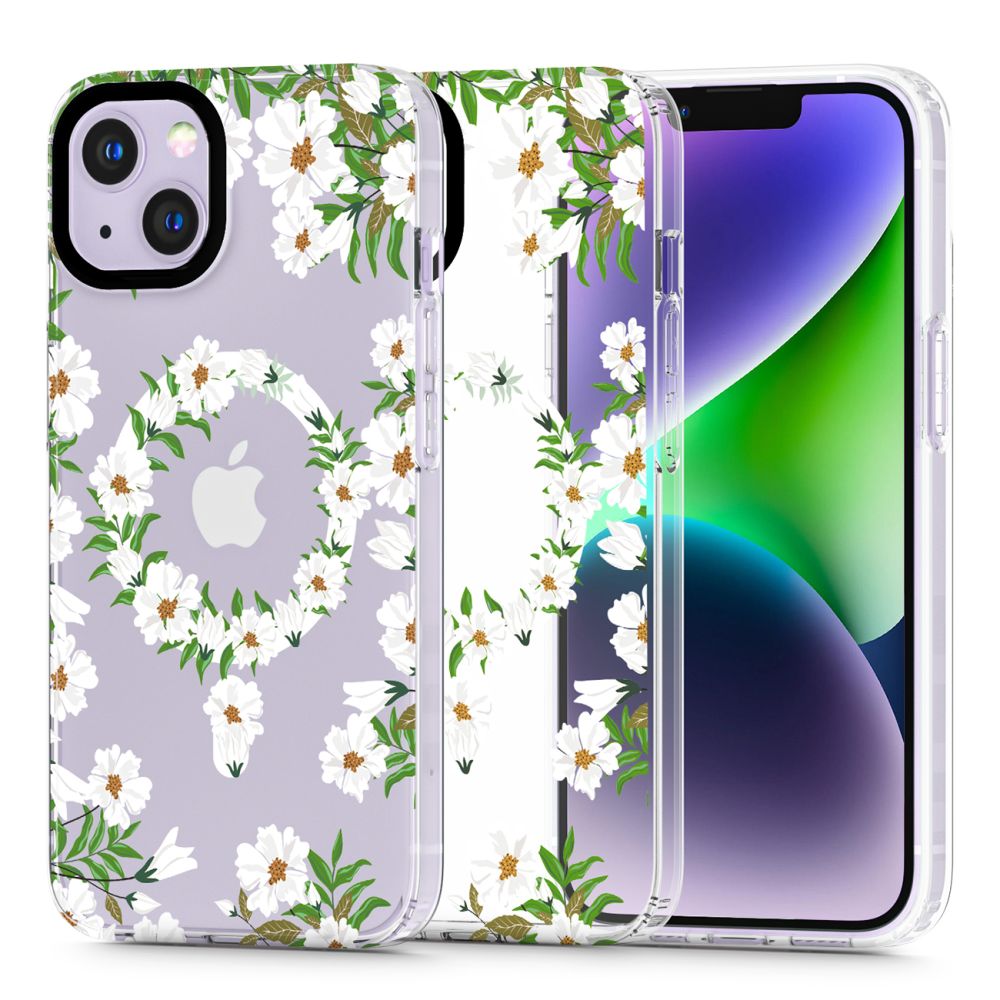 Tech Protection MagSafe iPhone 14 hoesje white daisy