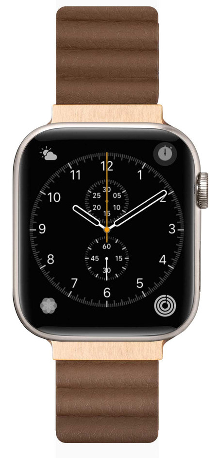LAUT Novi Luxe leren Apple Watch 49 / 45 / 44 mm bandje bruin