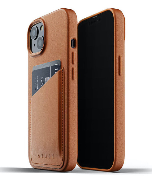 Mujjo Leather Wallet iPhone 13 hoesje tan