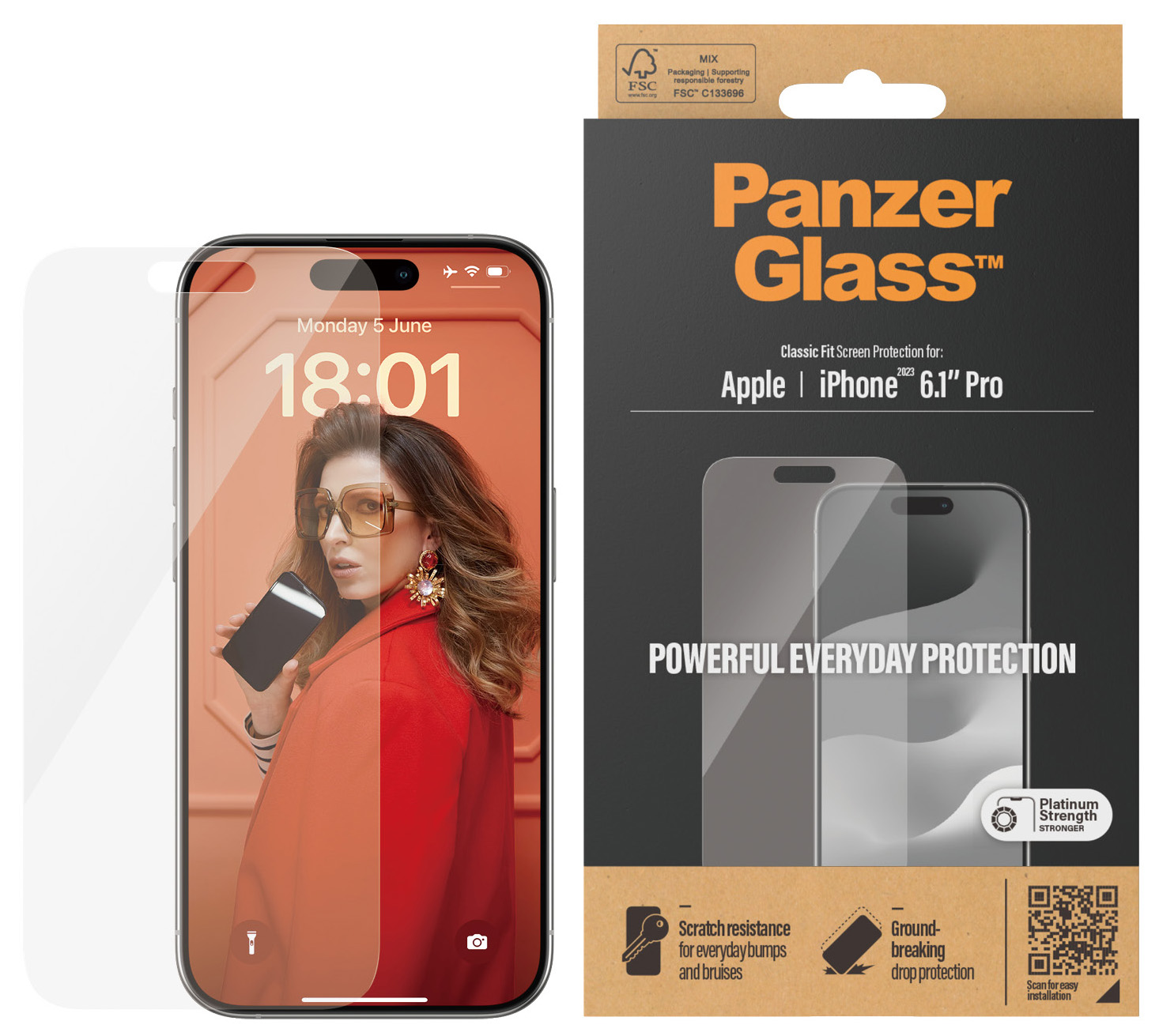 PanzerGlass originele Glazen iPhone 15 Pro screenprotector