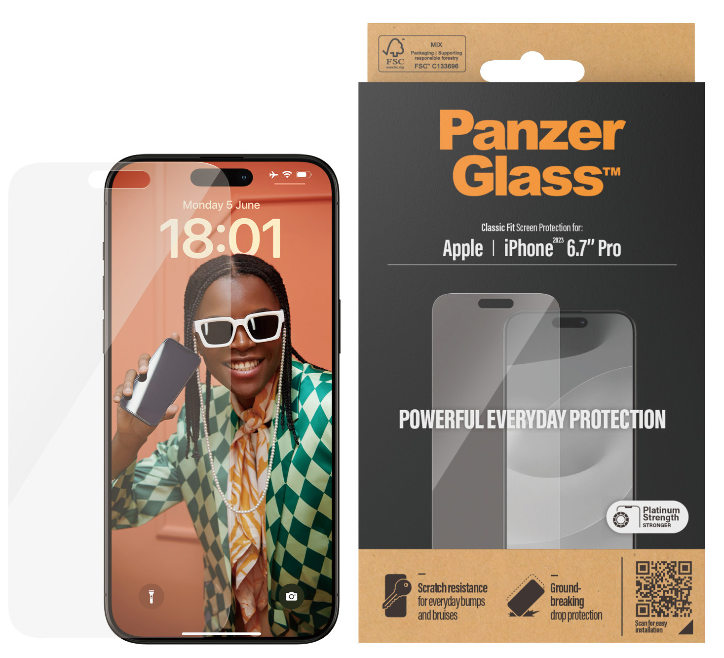 PanzerGlass originele Glazen iPhone 15 Pro Max screenprotector