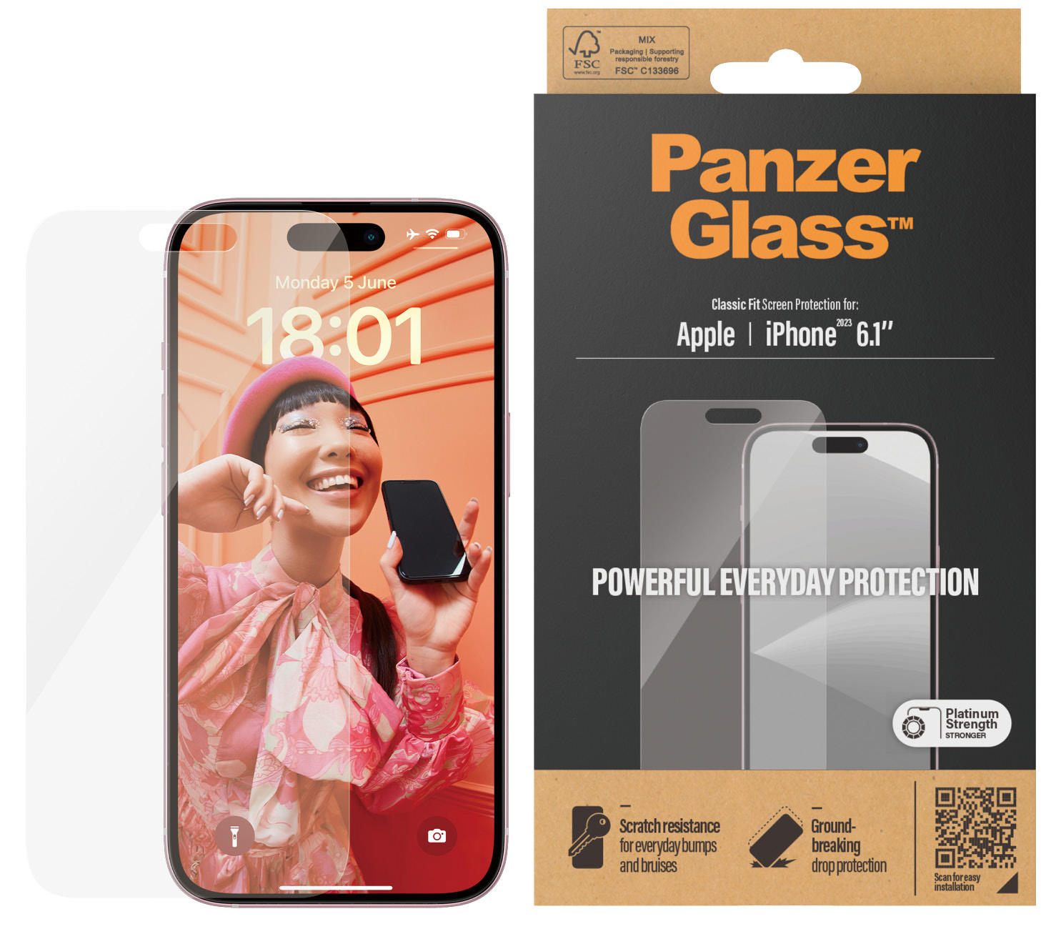 PanzerGlass originele Glazen iPhone 15 screenprotector