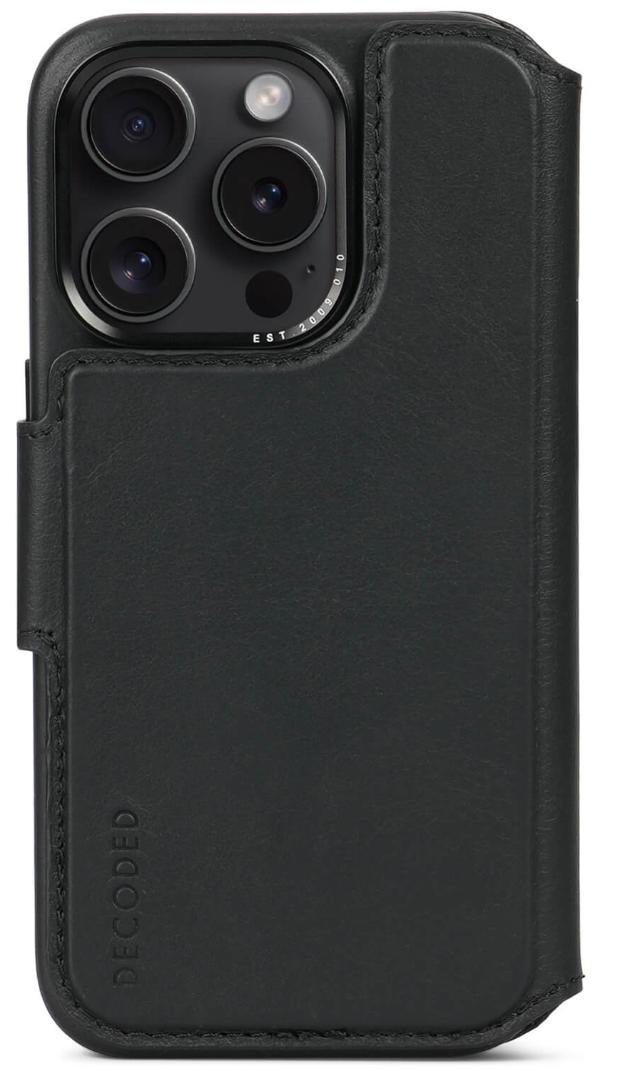 Decoded leren 2 in 1 MagSafe Wallet iPhone 15 Pro Max hoesje zwart