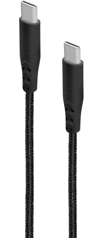 Mobiparts braided USB-C naar USB-C kabel 1 meter zwart