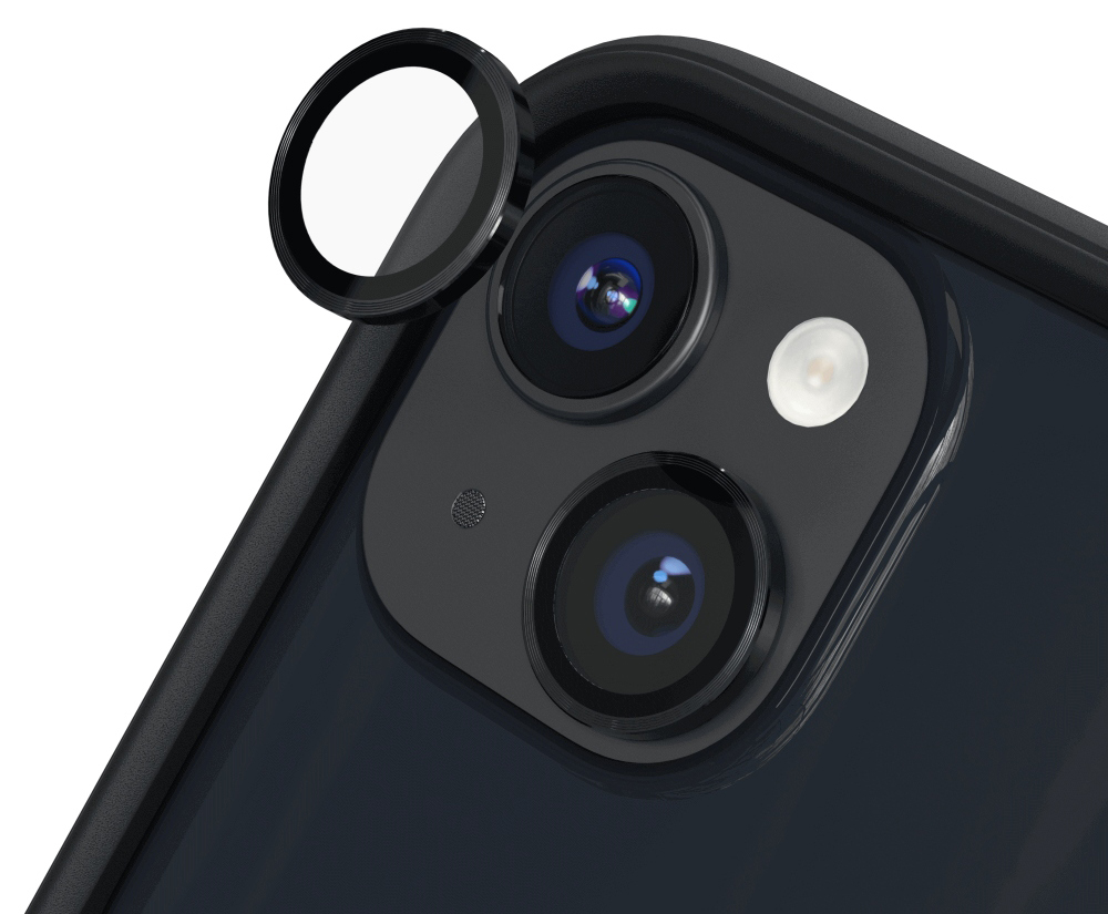 RhinoShield Tempered Glass iPhone 15 / iPhone 15 Plus camera beschermer zwart