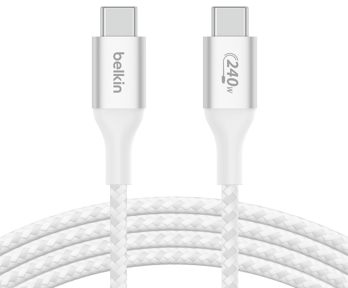 Belkin Braided 240 watt USB-C kabel 1 meter wit