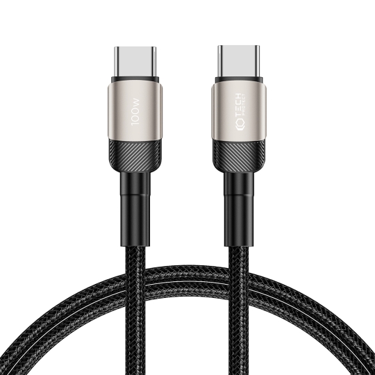 TechProtection EVO USB-C naar USB-C kabel 100 watt 100 centimeter titanium