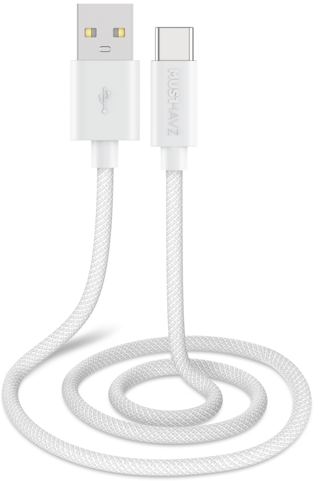 Musthavz braided USB-A naar USB-C kabel 0,5 meter wit