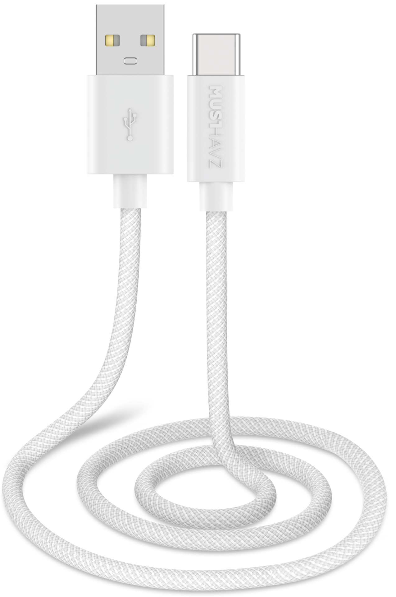 Musthavz braided USB-A naar USB-C kabel 2 meter wit