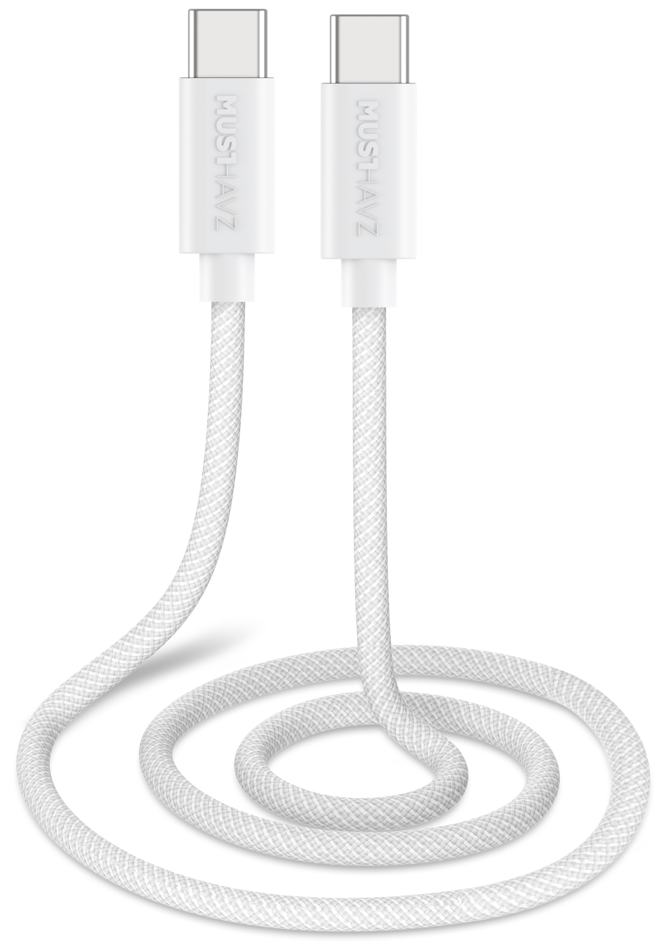 Musthavz braided USB-C naar USB-C kabel 0,5 meter wit