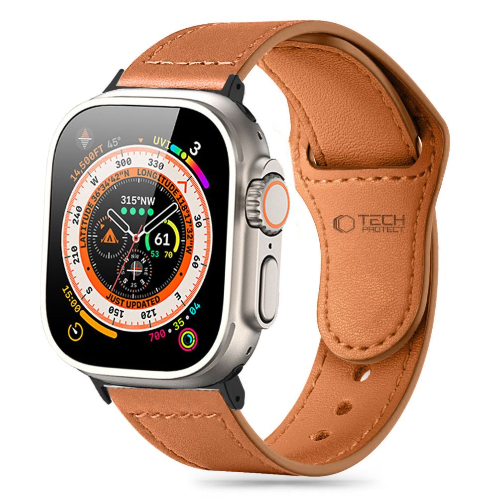 TechProtection leren Apple Watch 49 / 45 / 44 mm bandje bruin
