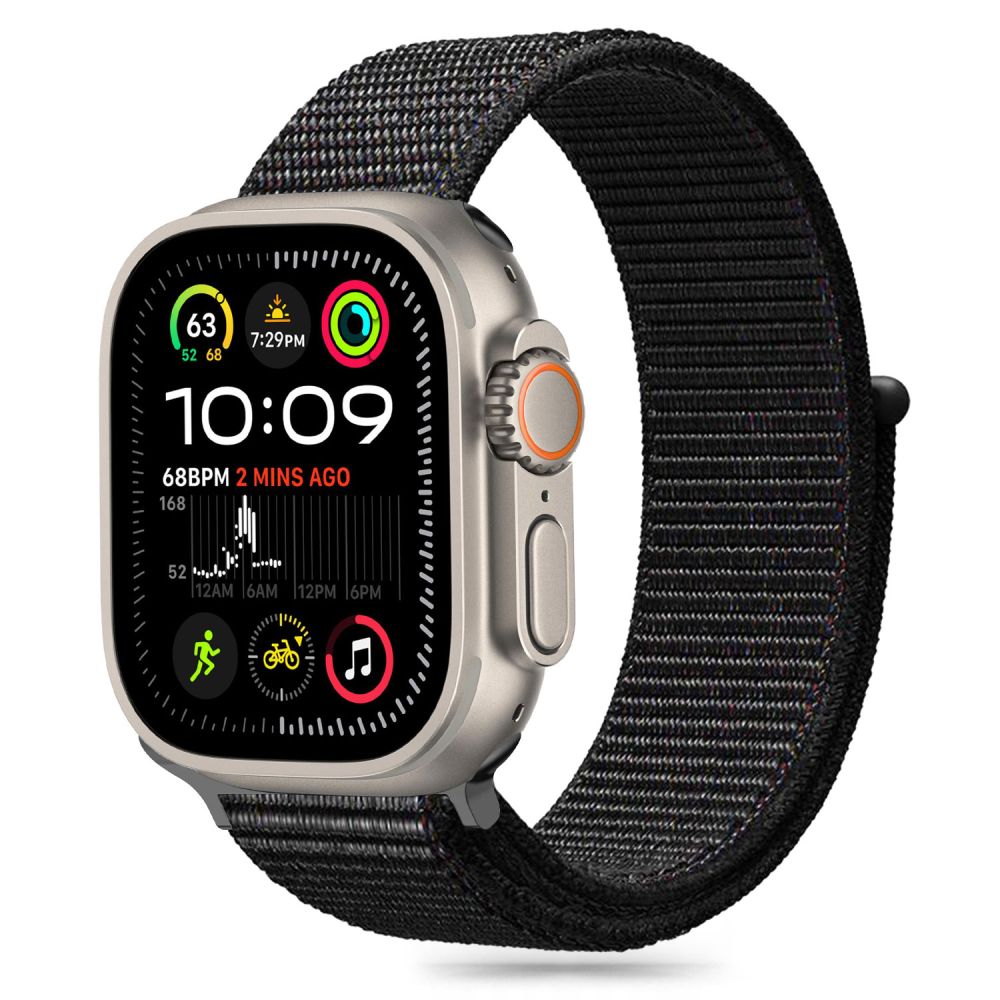 TechProtection Nylon Apple Watch 42 / 41 / 40 mm bandje zwart