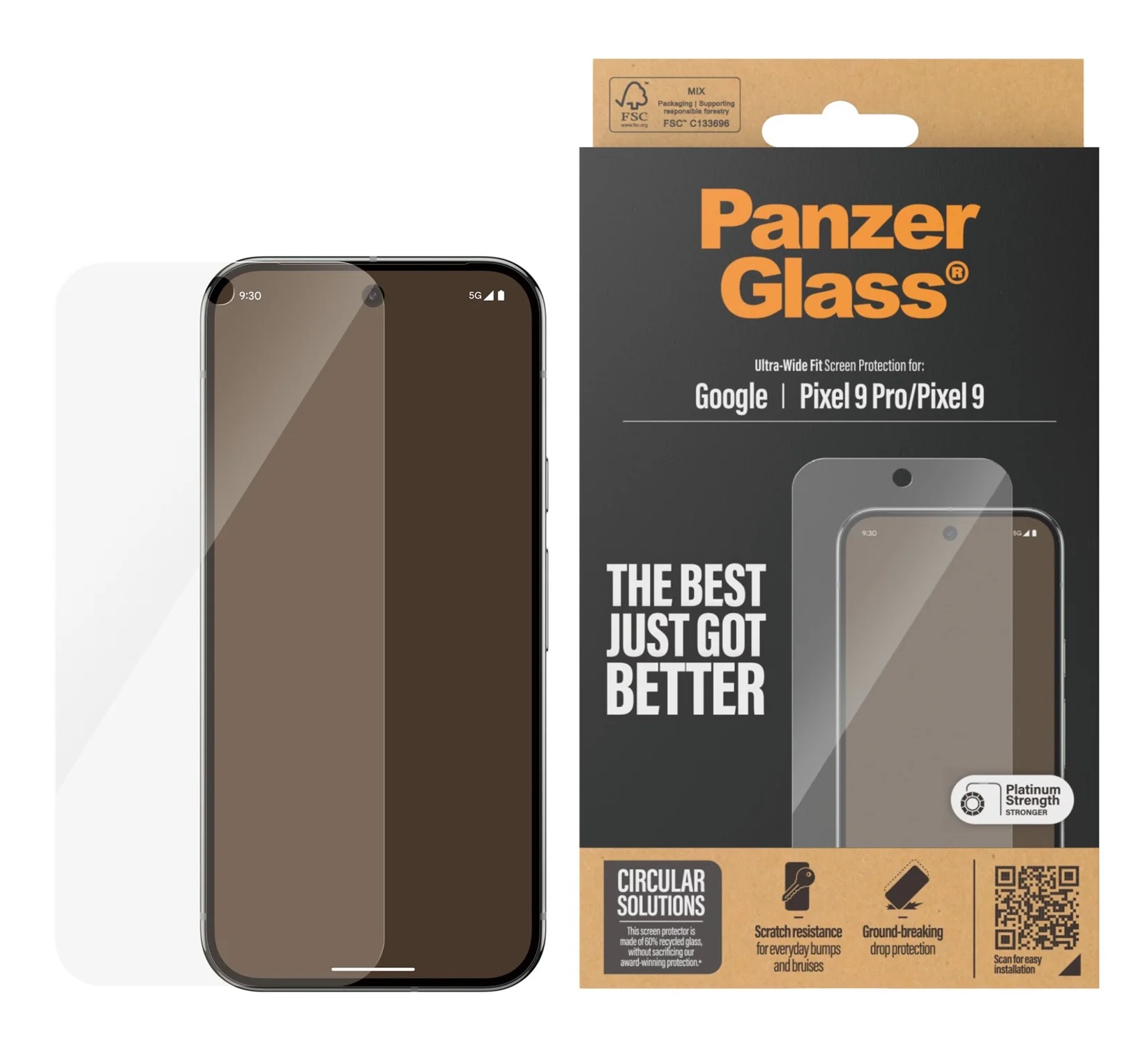 PanzerGlass Google Pixel 9 / 9 Pro glazen screenprotector