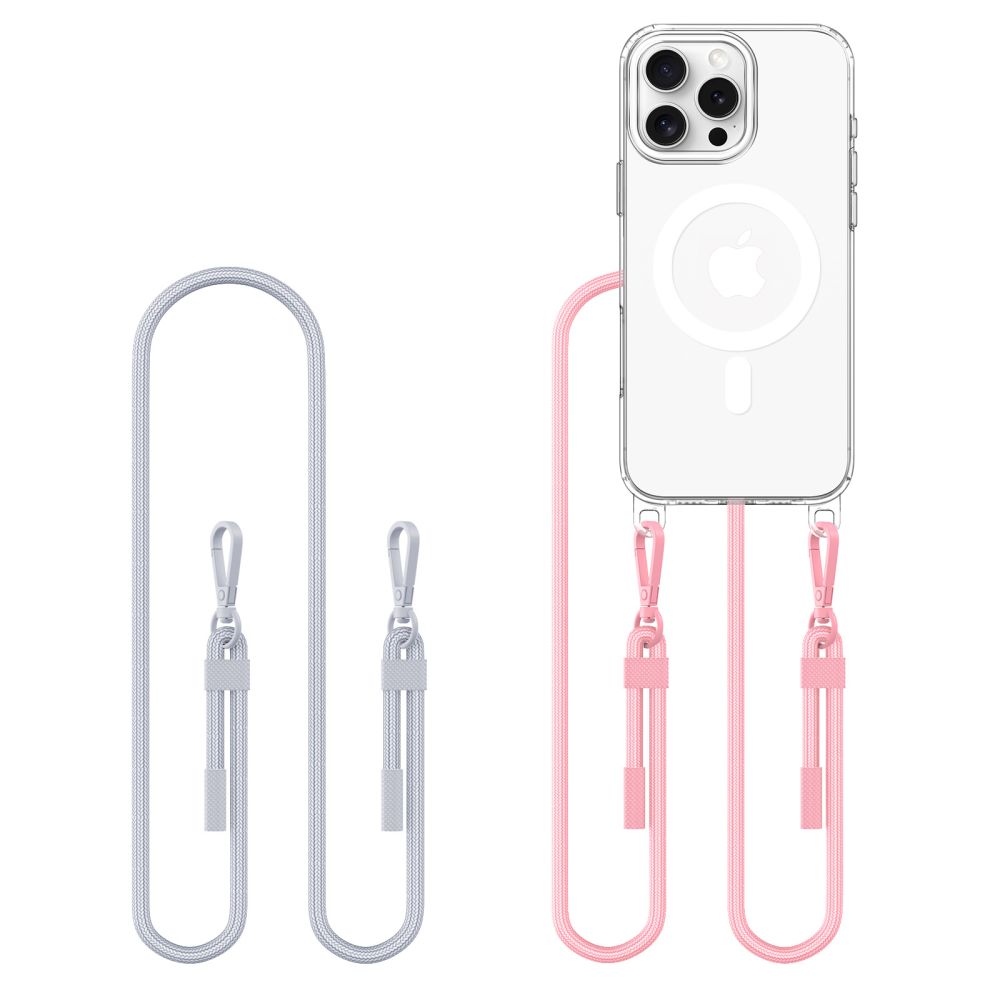 TechProtection MagSafe iPhone 16 Pro hoesje met koord grijs & roze