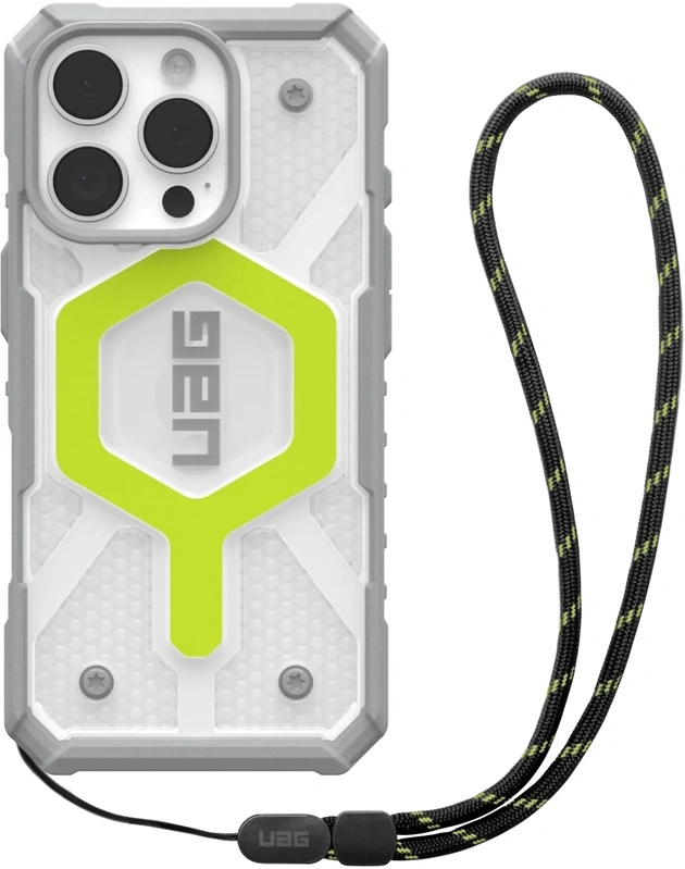UAG Pathfinder MagSafe iPhone 16 Pro hoesje neon bundel met polsbandje