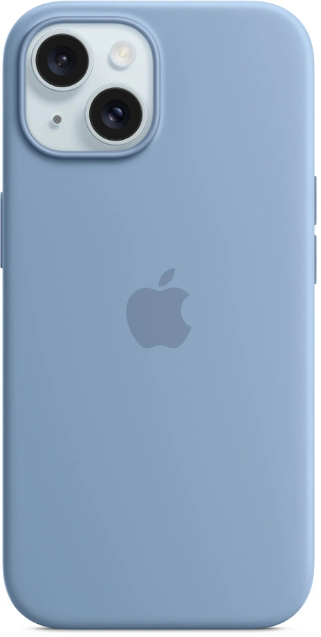 Apple MagSafe siliconen iPhone 15 hoesje blauw