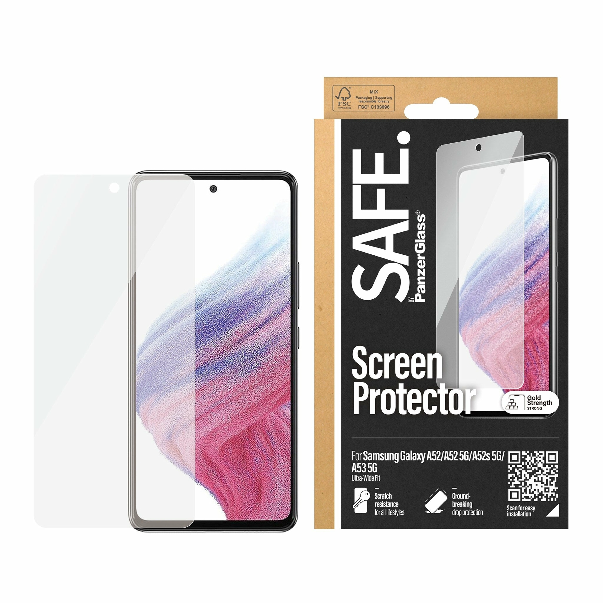 PanzerGlass SAFE Galaxy A52 / A52 5G / A52s 5G / A53 5G glazen screenprotector