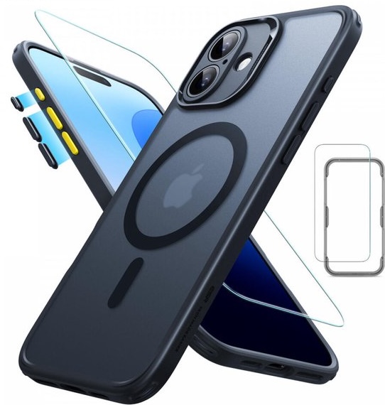 ESR Classic Hybrid Pro iPhone 16 hoesje & screenprotector frost zwart