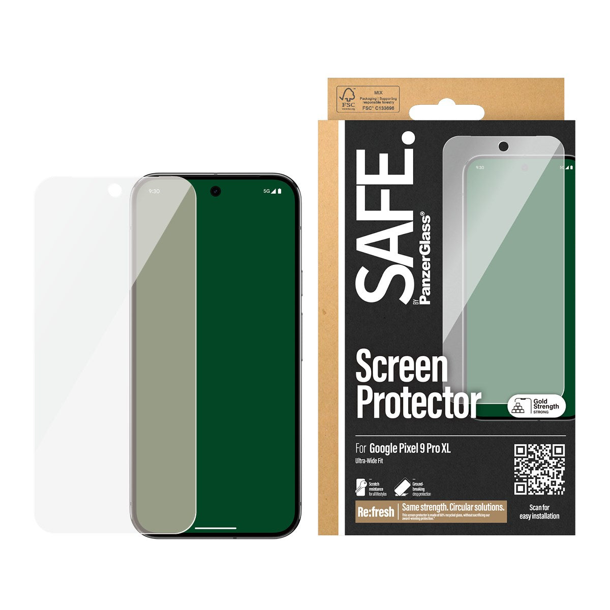 PanzerGlass SAFE Google Pixel 9 Pro XL Ultra Wide Fit glazen screenprotector