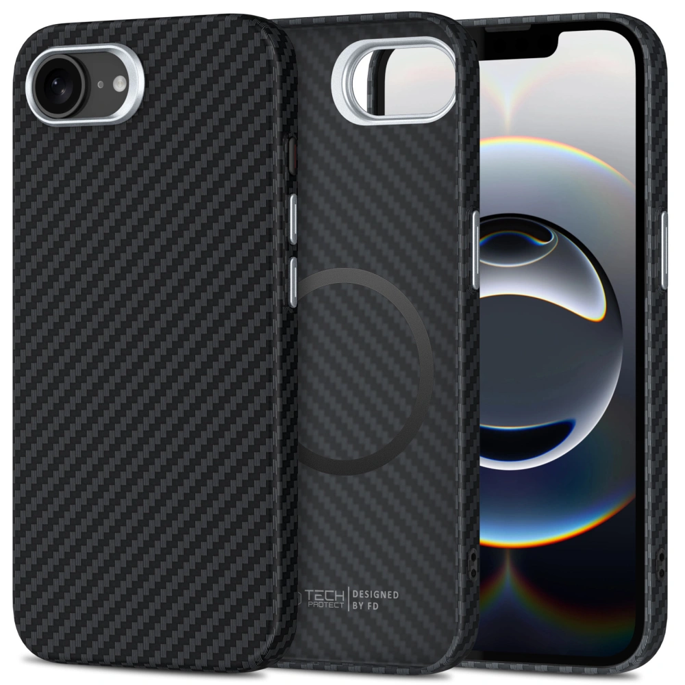TechProtection Carbon iPhone 16e 2025 hoesje zwart