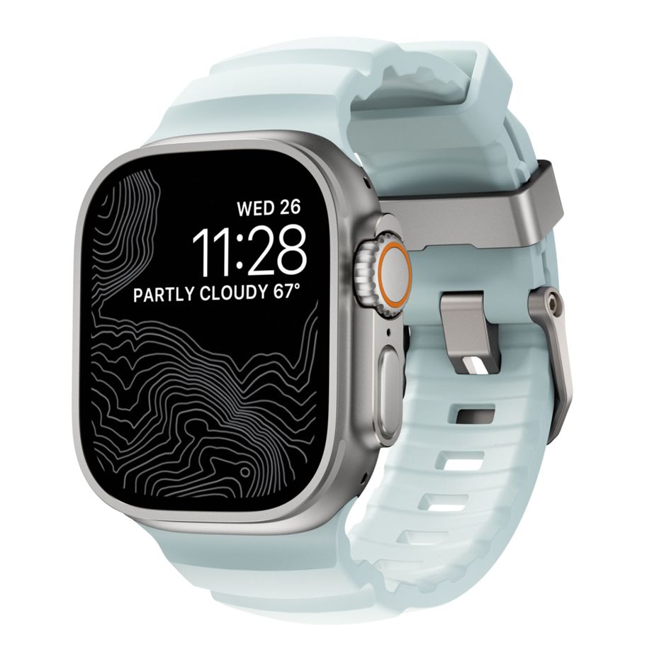 Nomad Rocky Point Apple Watch 49 / 46 / 45 mm bandje icy blue / natural