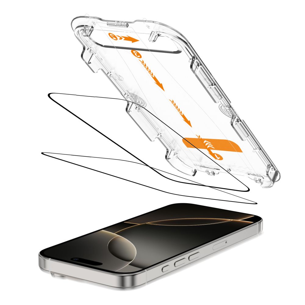 TechProtection Quick iPhone 16 Pro glazen screenprotector 2 pack zwart