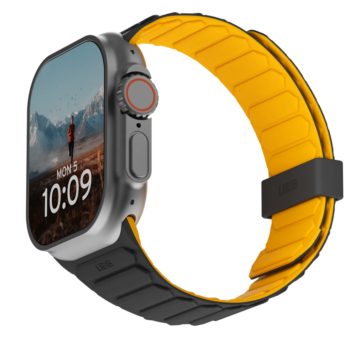 UAG Pathfinder Apple Watch 46 / 45 / 44 mm strap bandje zwart / geel