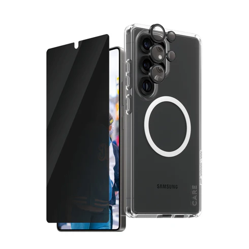PanzerGlass CARE 3 in 1 Galaxy S25 Ultra bundel hoesje privacy screen en camera protector doorzichtig