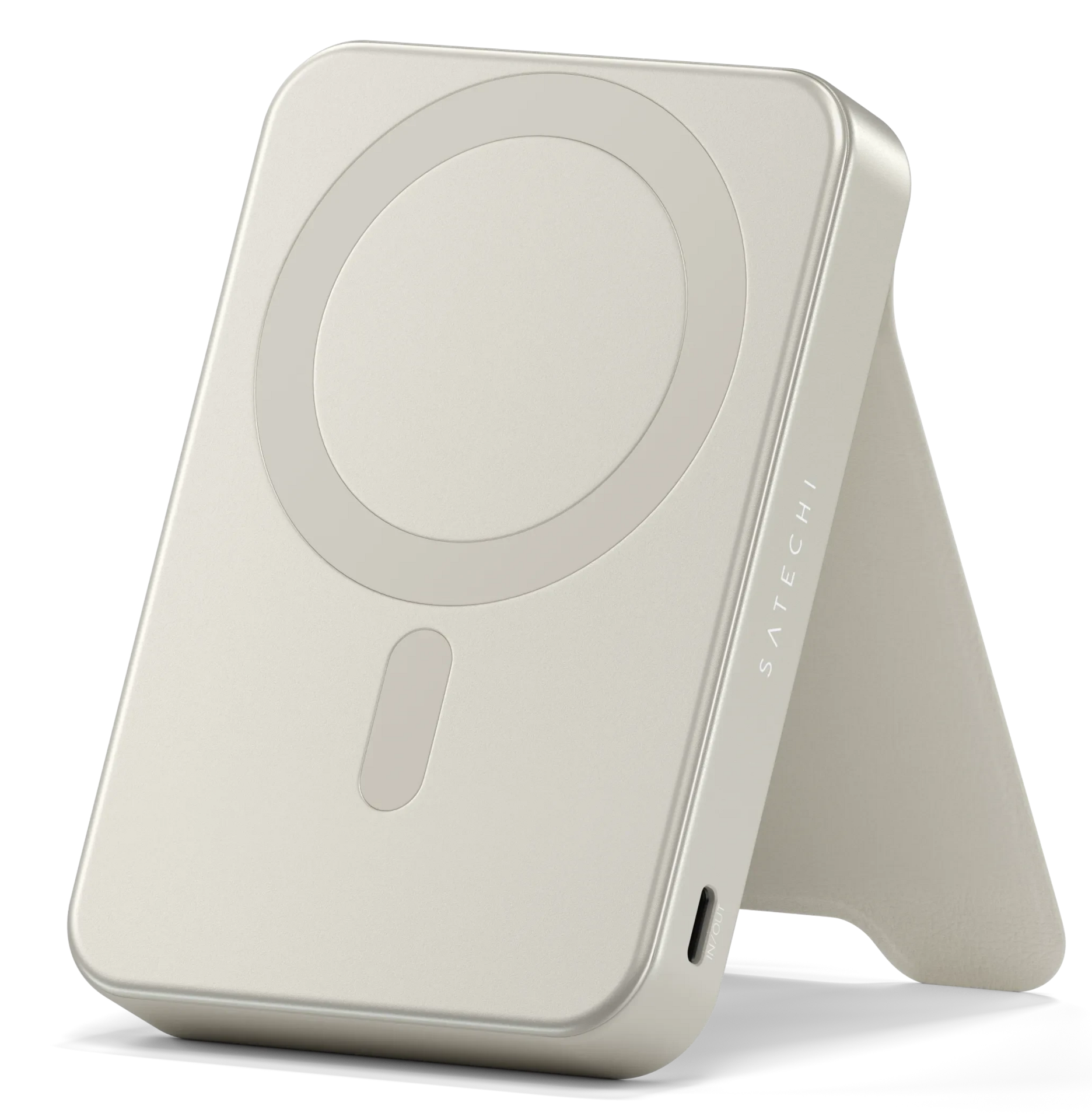Satechi On-the-Go MagSafe powerbank 10000 mAh met stand beige