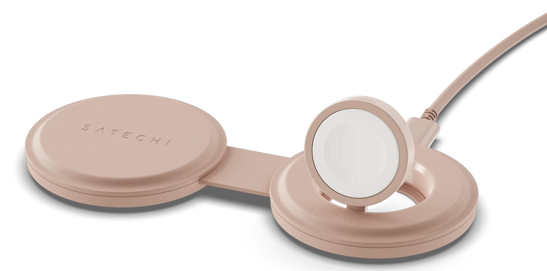 Satechi On-the-Go Qi2 MagSafe 2 in 1 oplader roze