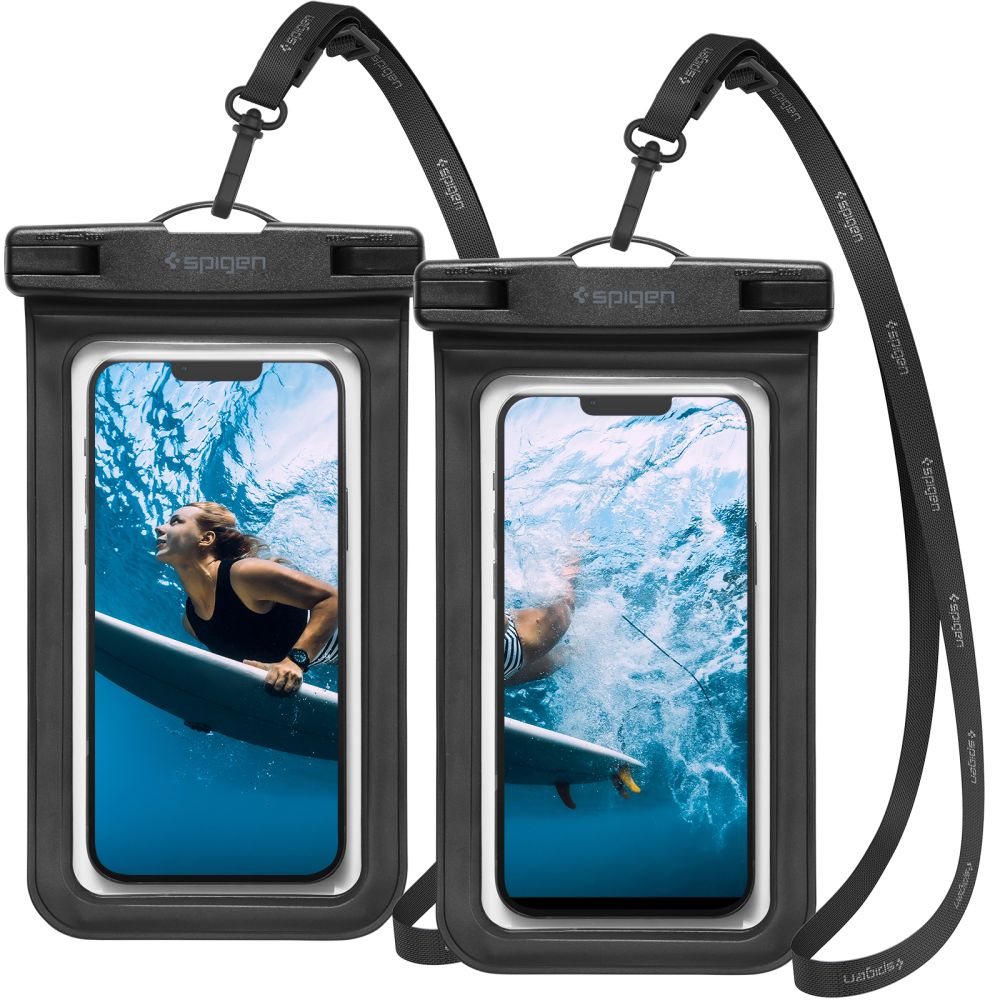 Spigen A601 Universeel waterdicht hoesje zwart 2 pack